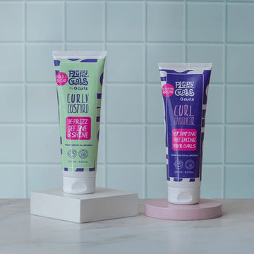 Plumpy Curls Freeze Your Curls set with Curly Custard and Curl Enhancer styling products for curly hair